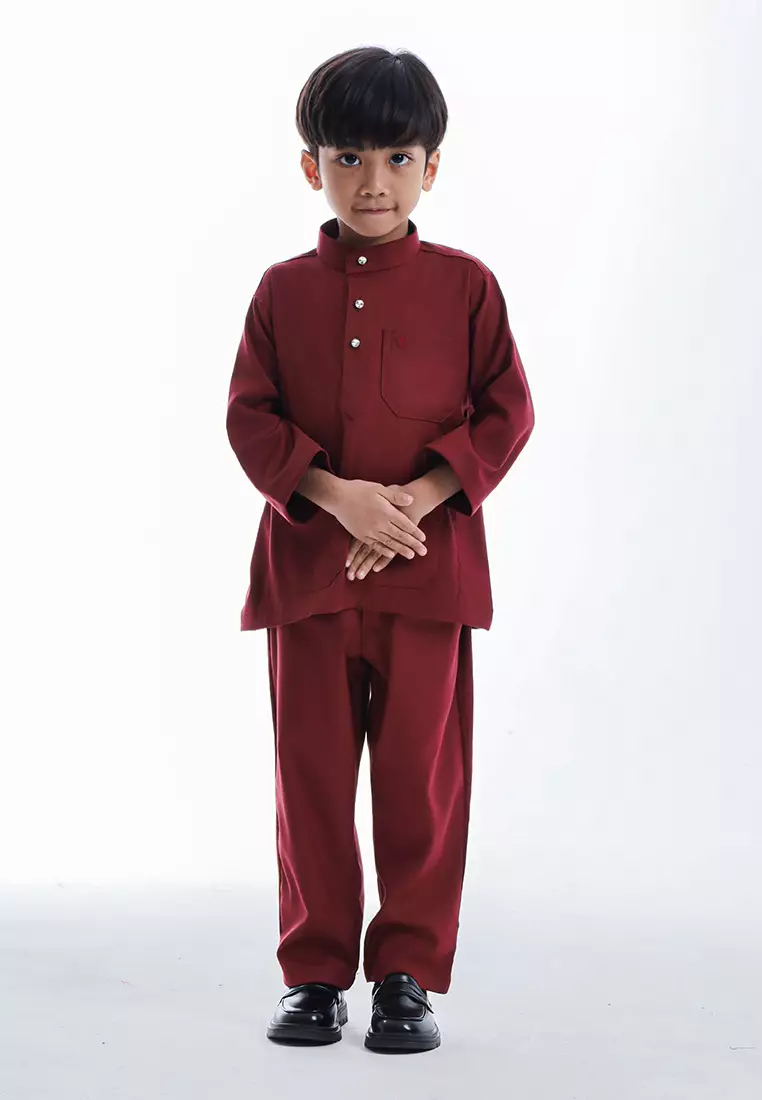 Alain Delon Baju Melayu Cekak Musang Budak - 19026504-78SyrahMaroon