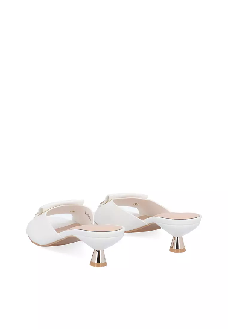 white Anara Kitten Heel Sandals