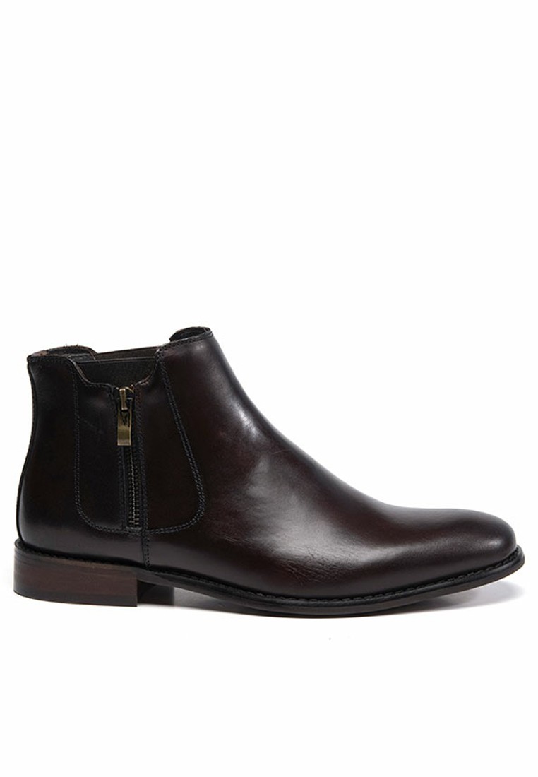 Zipper Leather Chelsea Boot KB2667