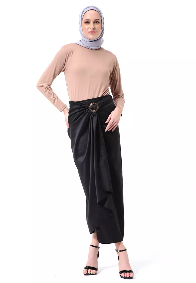 Cornelia Rok Lilit Polos Velvet Satin The Latest Today High Quality Premium - Hitam