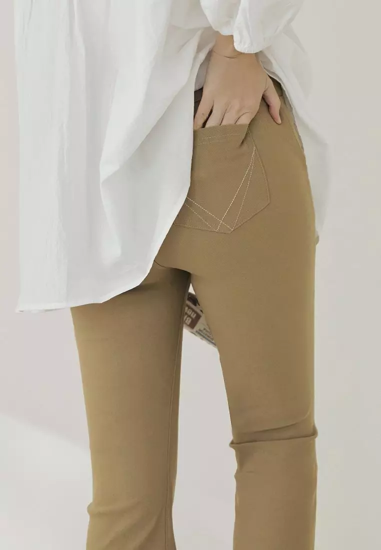 High-Waist Shaping Flared Pants with Stretch Wide Waistband [BA7617]