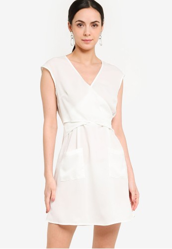 ZALORA WORK white Twist Detail Dress with Pockets 24EC6AA47D72C3GS_1