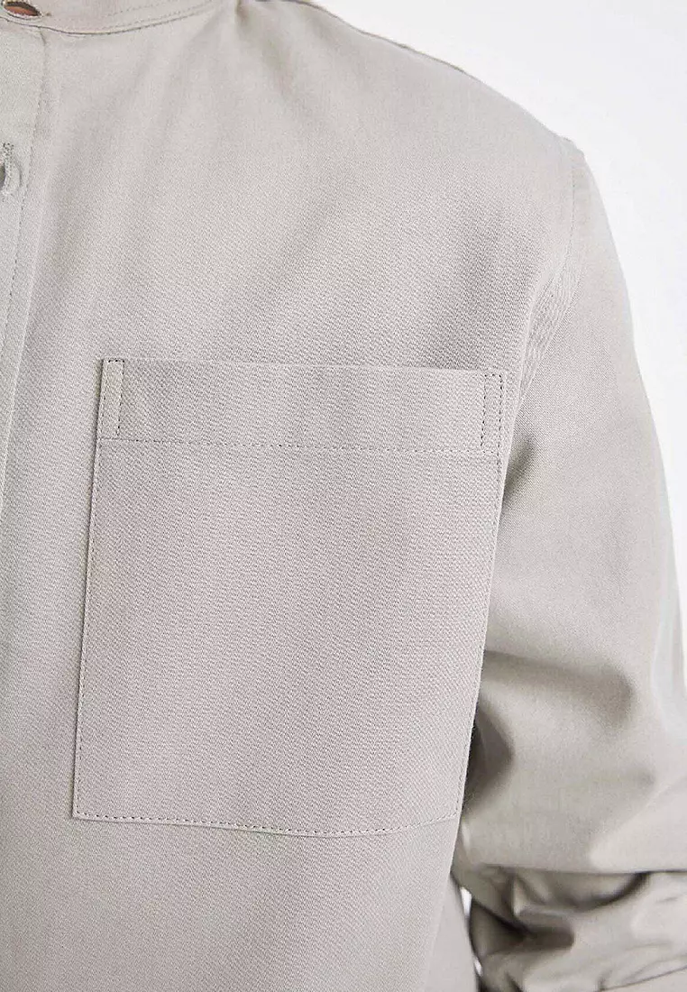 Cotton Stand Collar Overshirt