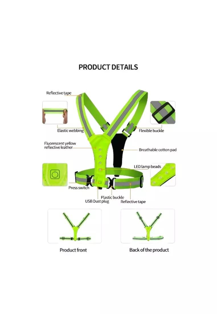 Rompi Tali Reflektif Sabuk Keselamatan LED Reflective Vest - NK300 - Green