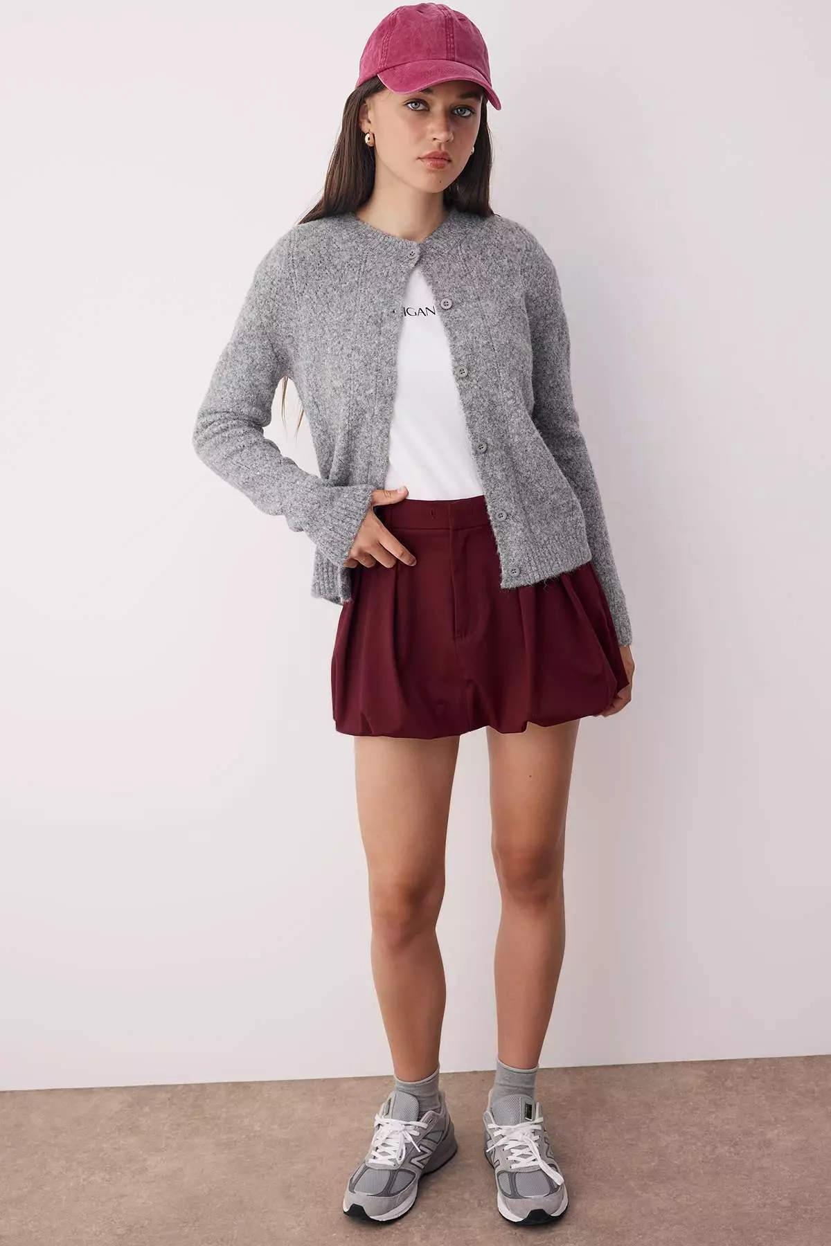 Dark Gray Knit Detailed Soft Textured Knitwear Cardigan Twoaw26Hi00018