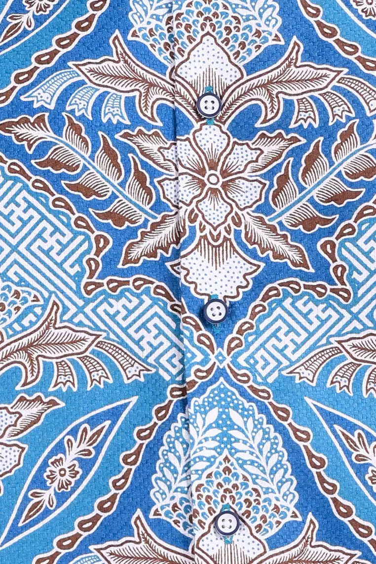 MANZONE - Kemeja Batik Lengan Pendek Pria Sayaka 1 Comfort Fit - Tosca Warna Tosca