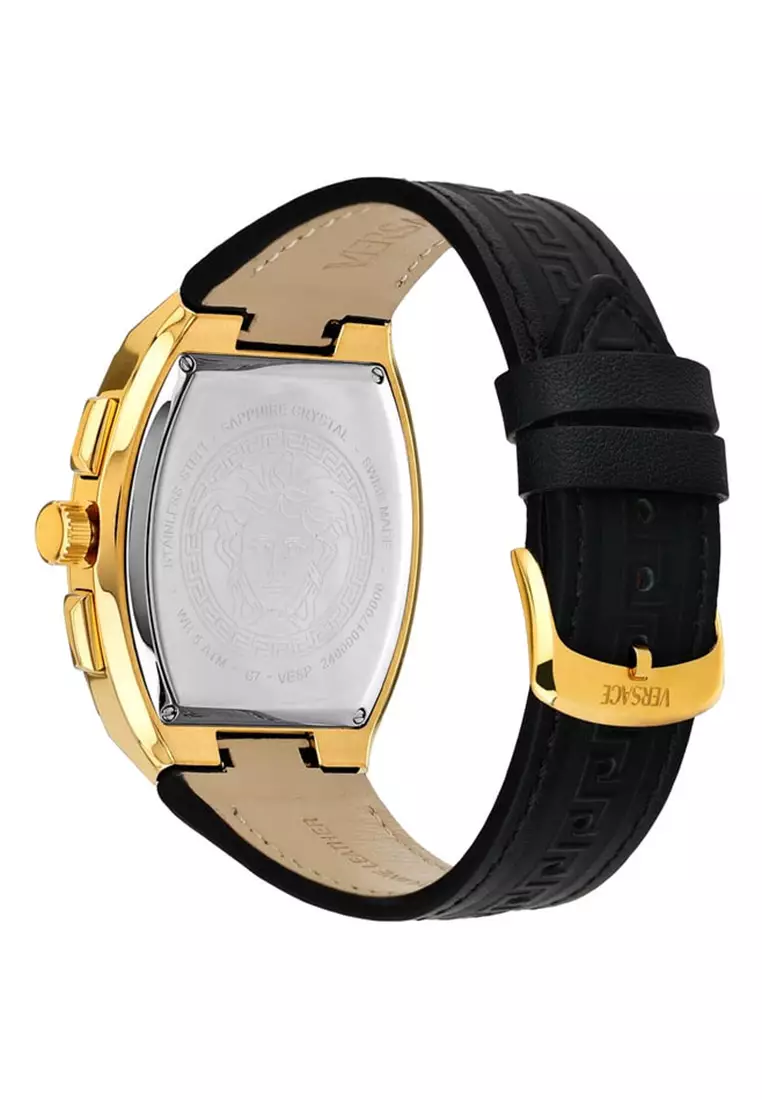 Versace Sporty Tonneau Greca Black Rubber Analog Quartz Watch For Men VESP00324