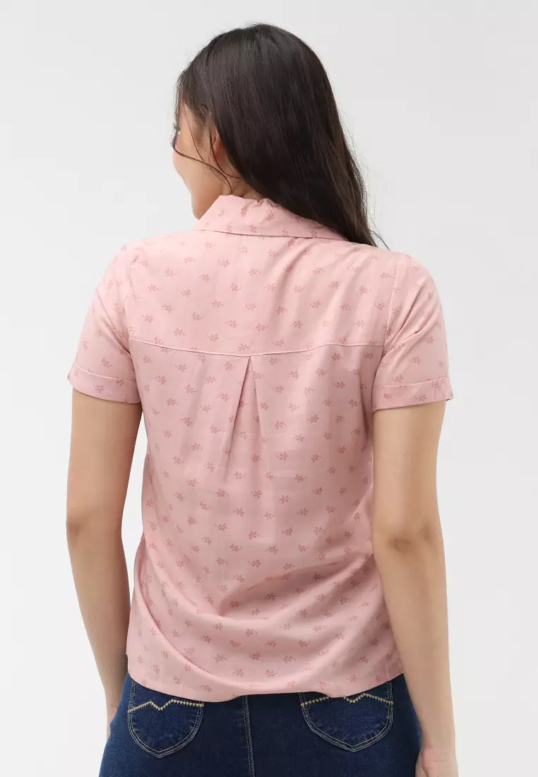 Woven Printed Rayon Short Sleeves Blouse