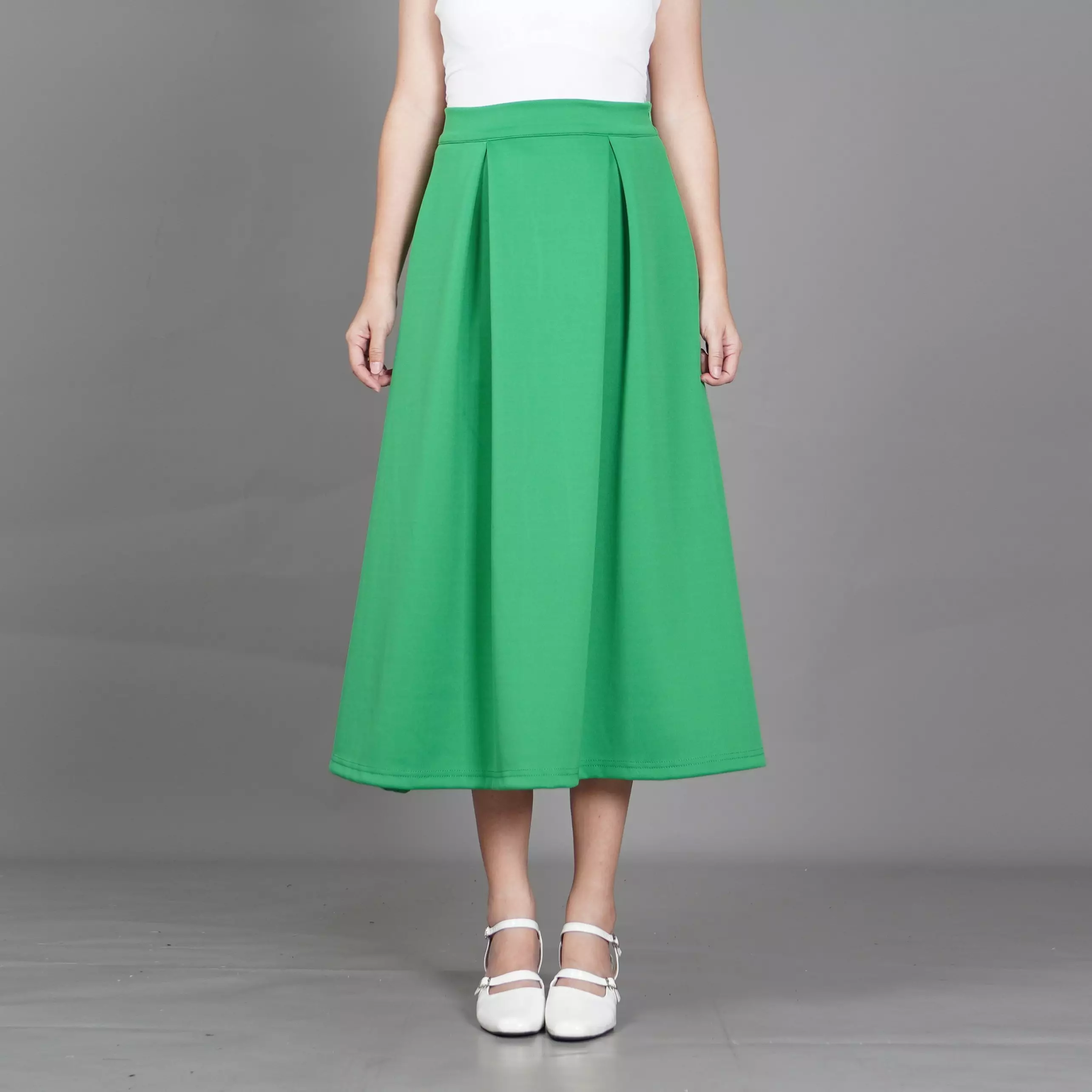  REBECA Rok Gaya Korea Flare Skirt Rok Hijau Natal - HIJAU MUDA