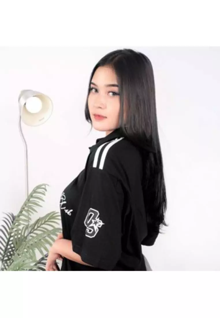 OOTDSUPPLY Oversize Polo Shirt Strings V.6 Infinite 96 Black l Kaos Oversize | Atasan Pria dan Wanita | PSSTRINGV6001