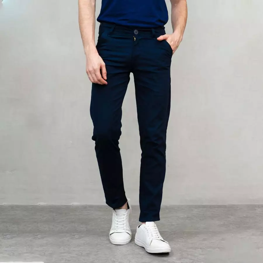 BIG SIZE Celana Panjang Chino Slim Fit Navy Blue Bahan Stretch