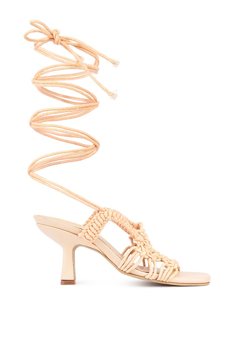 Latte Braided Handcrafted Lace Up Sandal