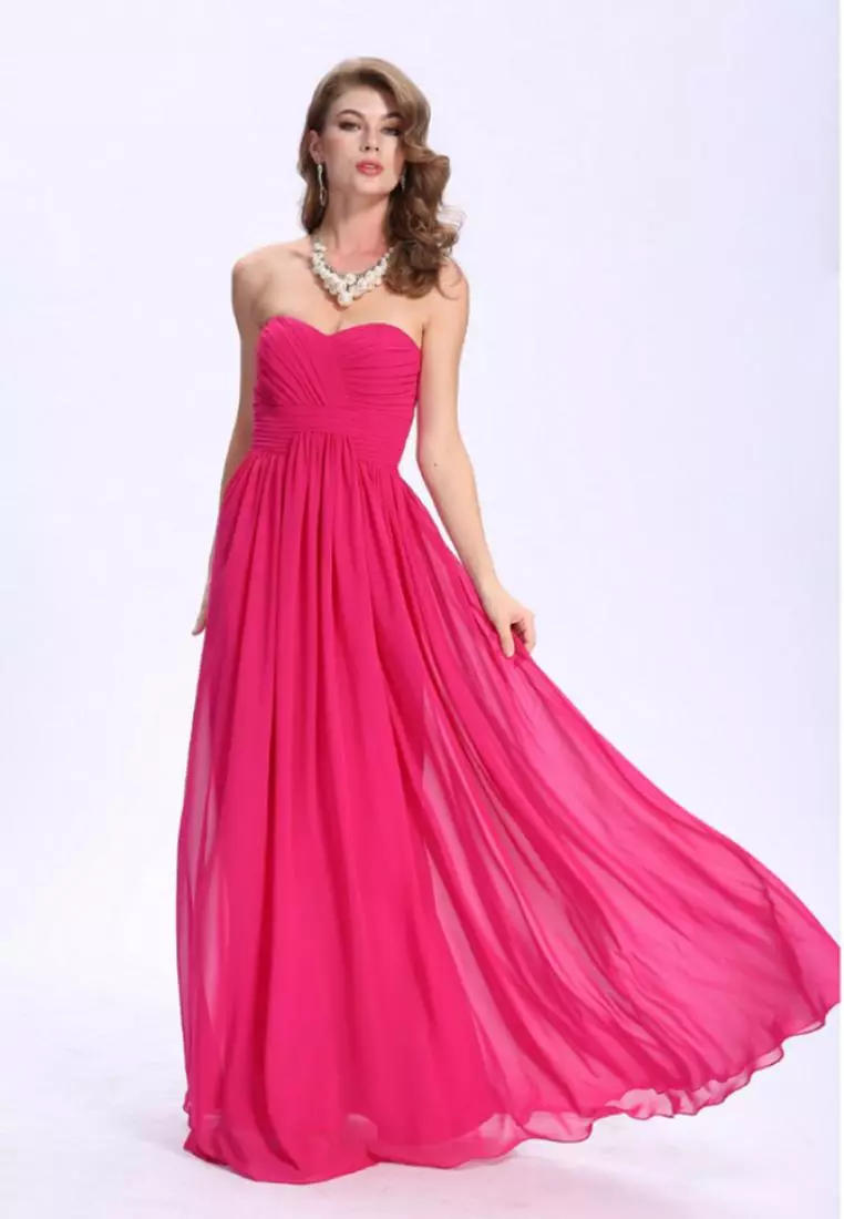 優雅的風格雪紡晚禮服