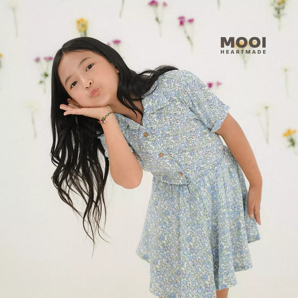 Mooi Atasan Anak Perempuan Maudy Top - Light Blue