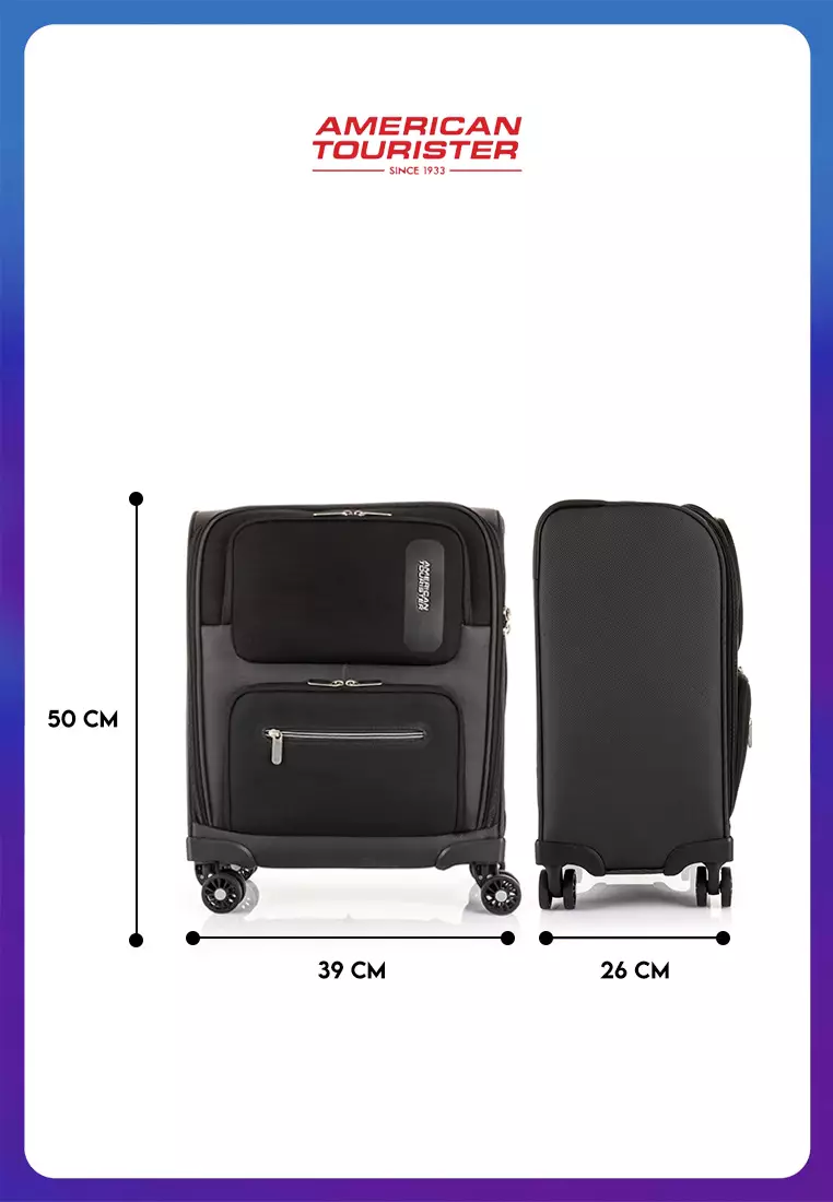 American Tourister Maxwell Spinner Koper Softcase Small (50cm/18inch) TSA - Black
