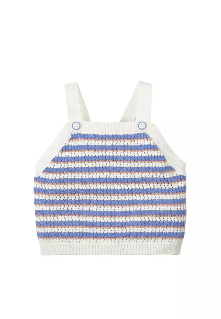 Baby Girls Stripes Crochet-Like Knit Tank Top