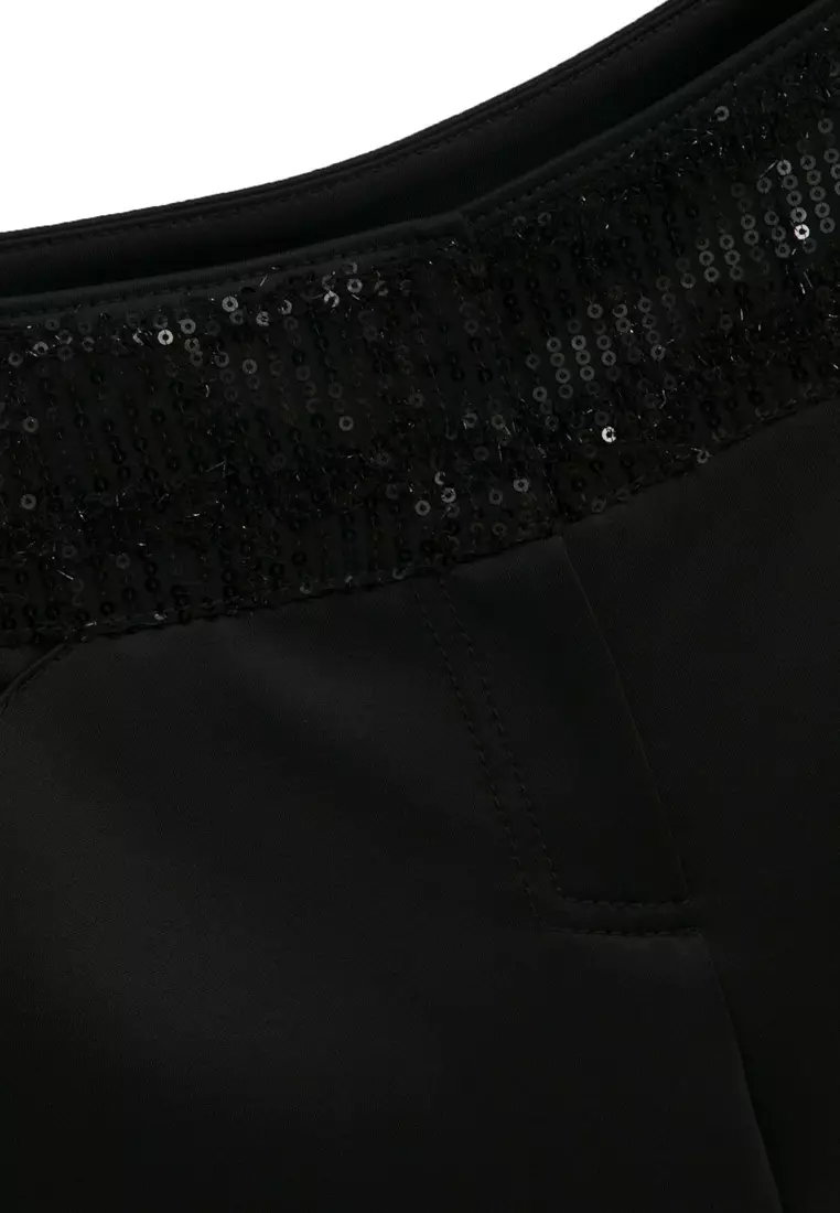Sequin Slim Fit Black Pants