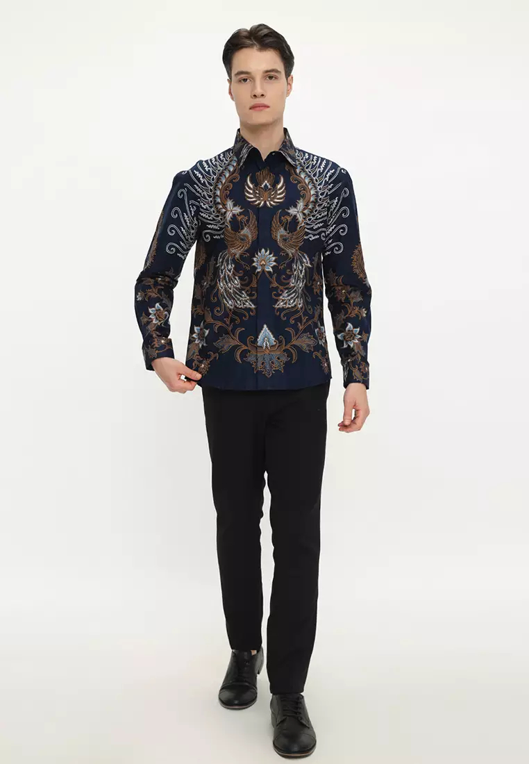 Kemeja Batik Pria Slimfit Pakubuwana - Navy