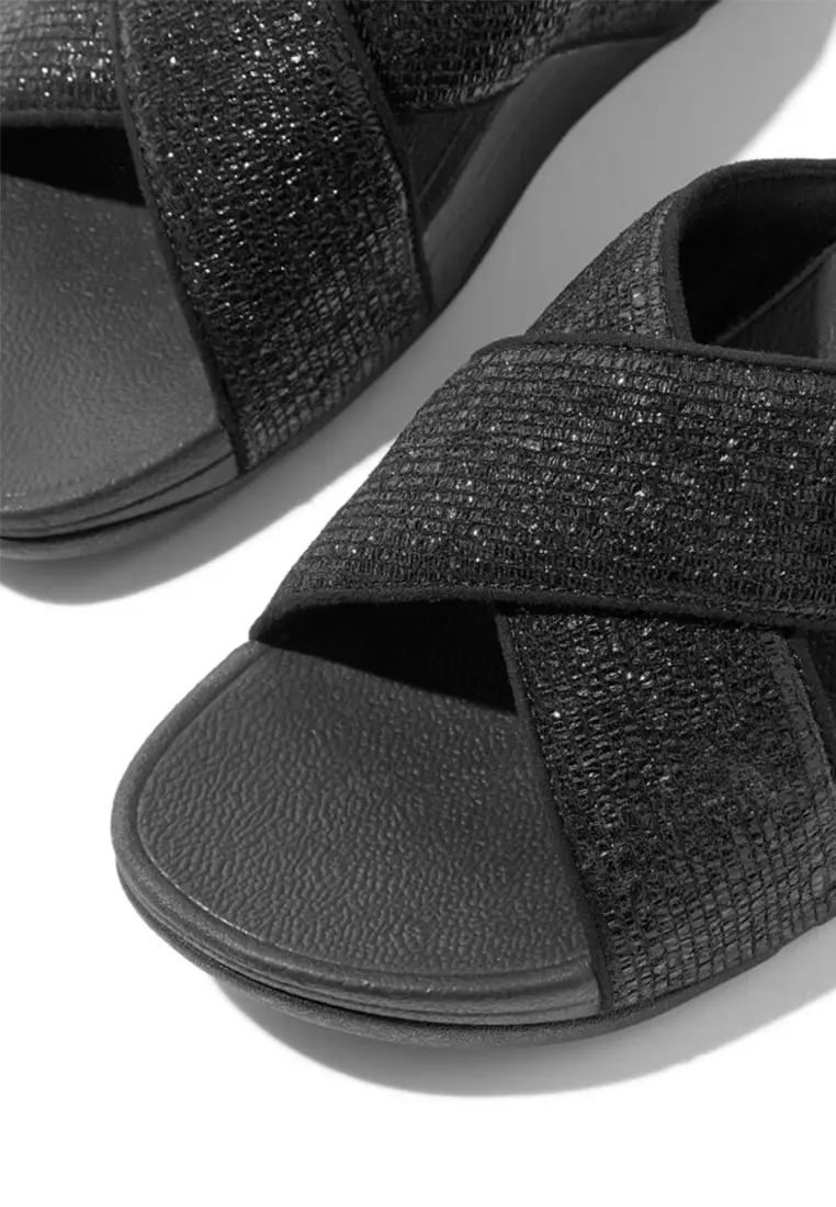 Lulu Crinkled-shimmer Cross Slides