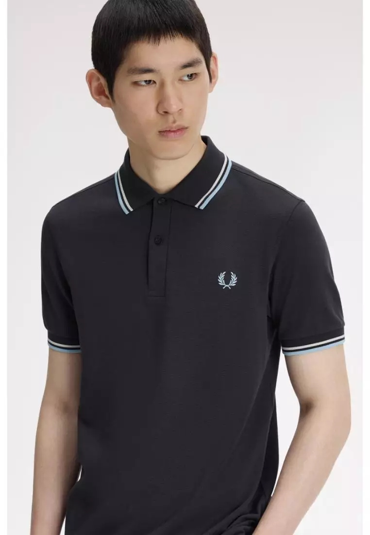 Fred Perry M3600 Twin Tipped Fred Perry Shirt (Anchor Grey / Ecru / Ball Boy Blue)