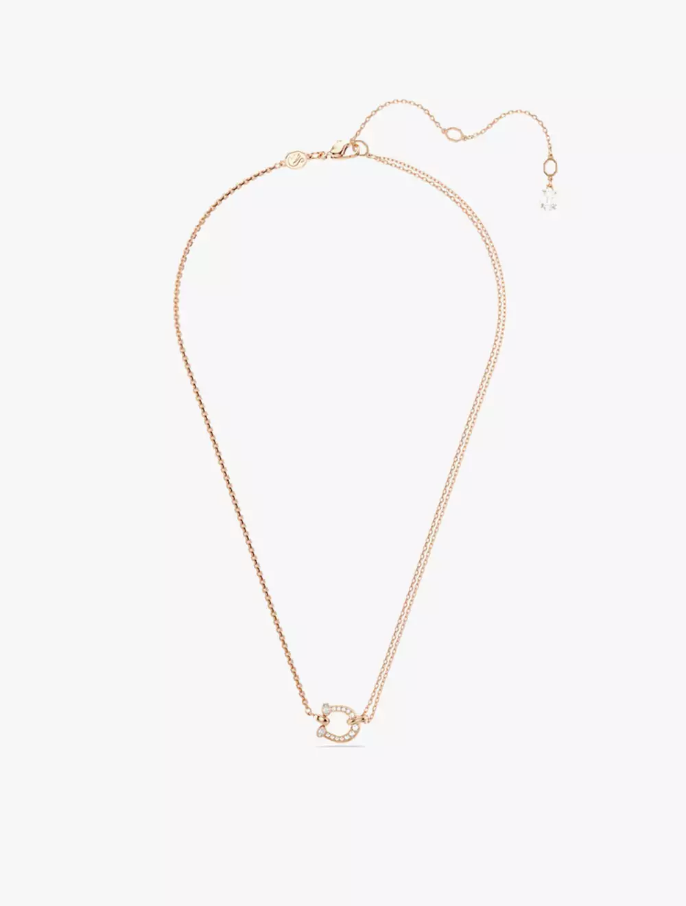 Symbolica pendant ,Pavé, Horse shoe, White, Rose gold-tone plated