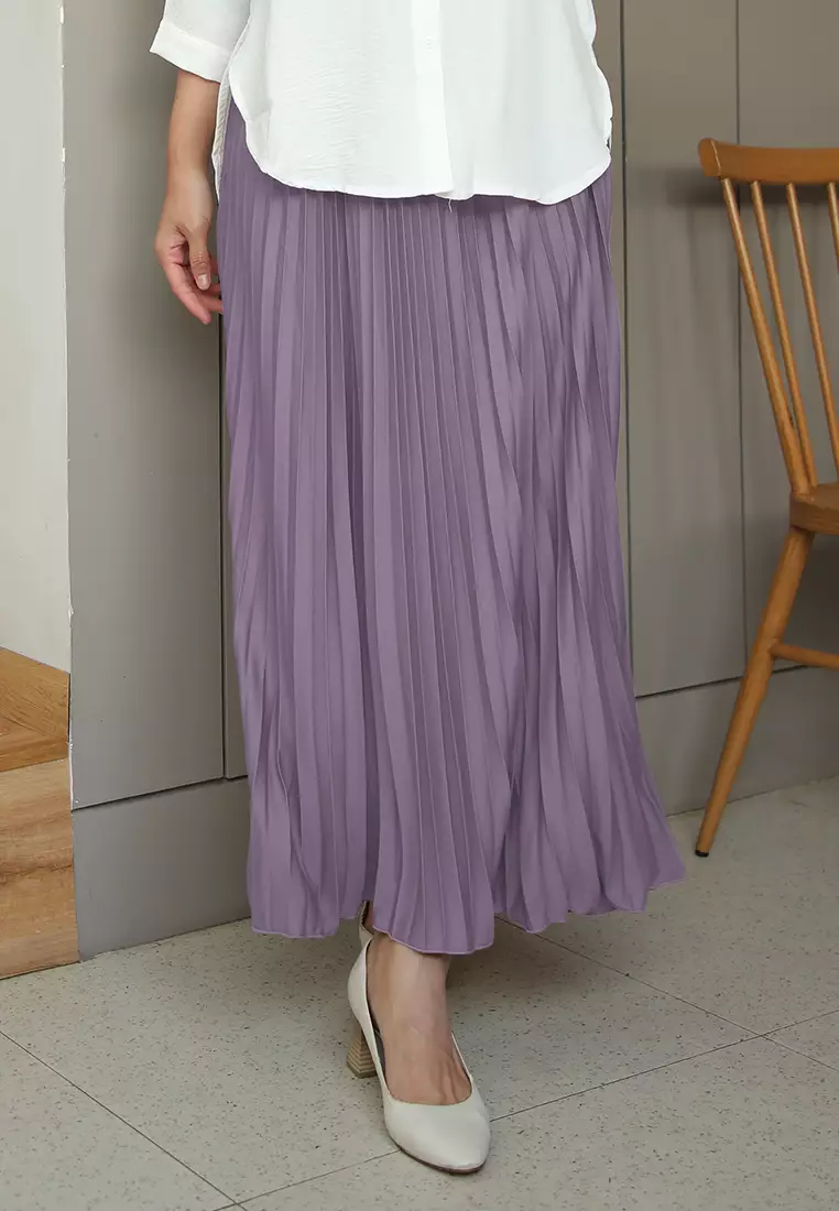 Cotton Bee - Rok Plisket Niana Aline Basic - Purple Yum