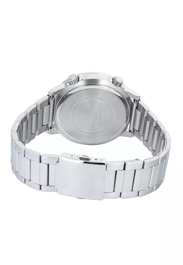 Casio General MTD-130D-1A4V Jam Tangan Analog Pria - Black Dial Silver Stainless Steel