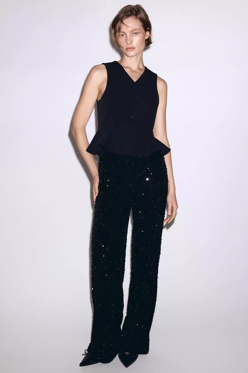 V-neck peplum waistcoat