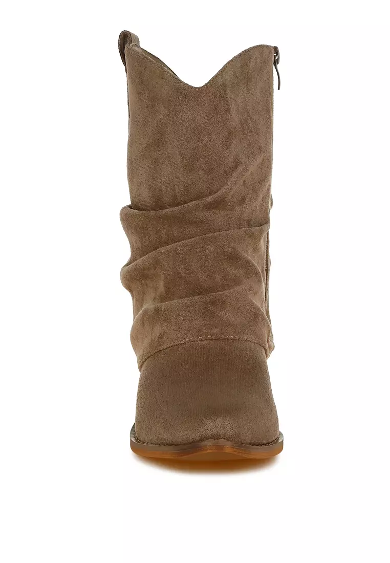 灰褐色休閒小牛皮靴