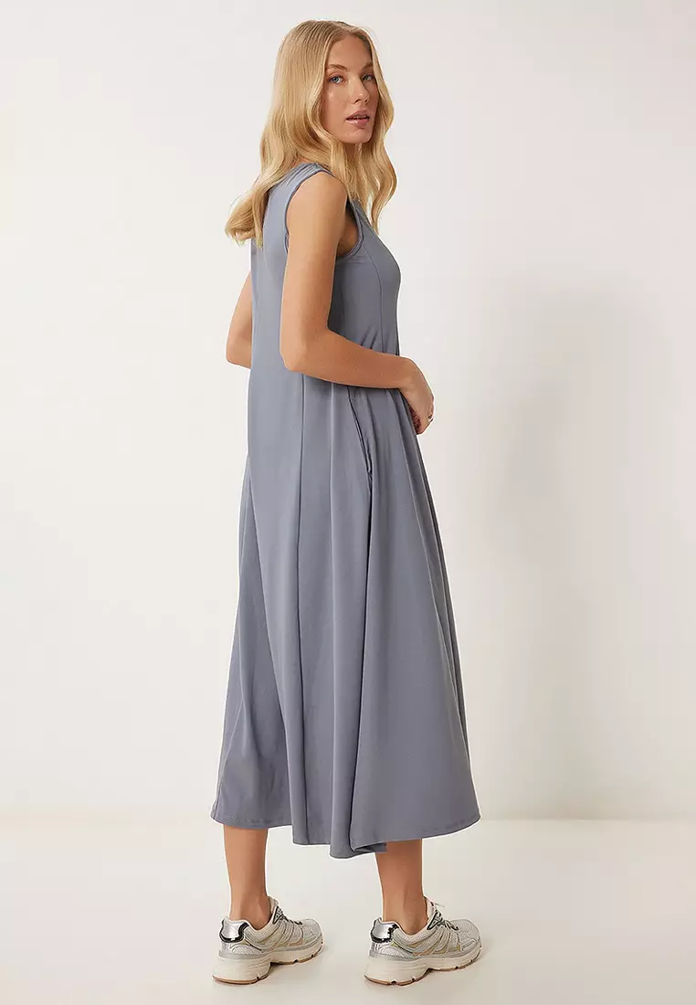 Pocket Summer Flared Midi Dress