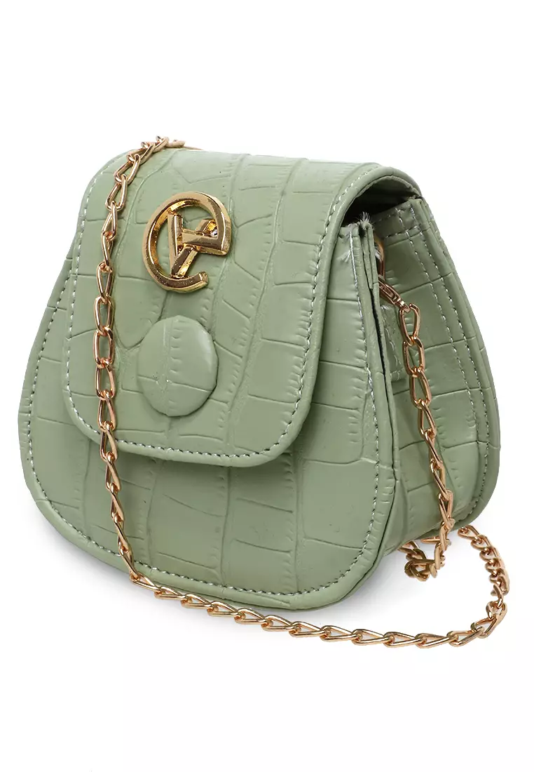 Ignazia Tas Wanita Motif Croco Design Simple Premium Quality - Mint