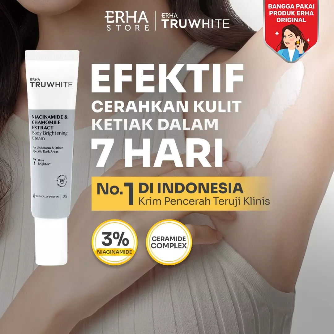 ERHA Truwhite Niacinamide & Chamomile Extract Body Brightening Cream 30G - Krim Pencerah