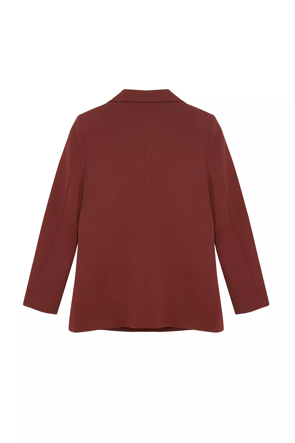 Dark Brown Regular Lined Double Breasted Closure Woven Blazer Jacket TWOAW21CE0264