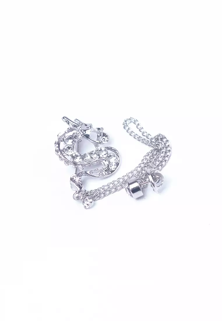 Houseofcuff lapel pin brooch bros untuk jas RANTAI SILVER GG