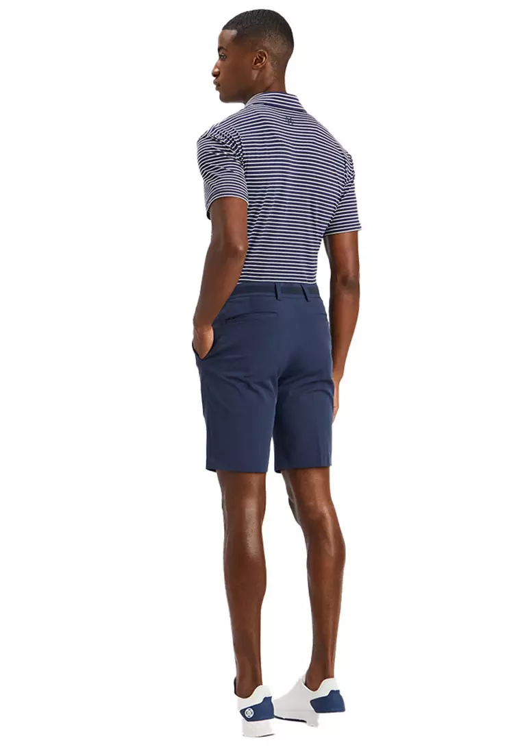 G/Fore Men's Perforated Multi Stripe Tech Jersey Rib Collar Slim Fit Polo