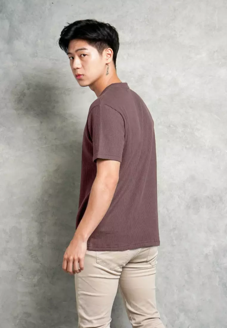 Kale Waffle Purple / Kaos Polos Tekstur Lengan Pendek Pria / Unisex