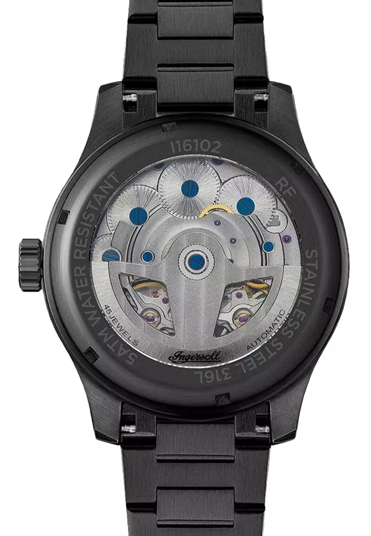 (FREE GIFT) Ingersoll The Naismith Black Stainless Steel Analog Automatic Watch For Men INI16102 IC003GW-GWP