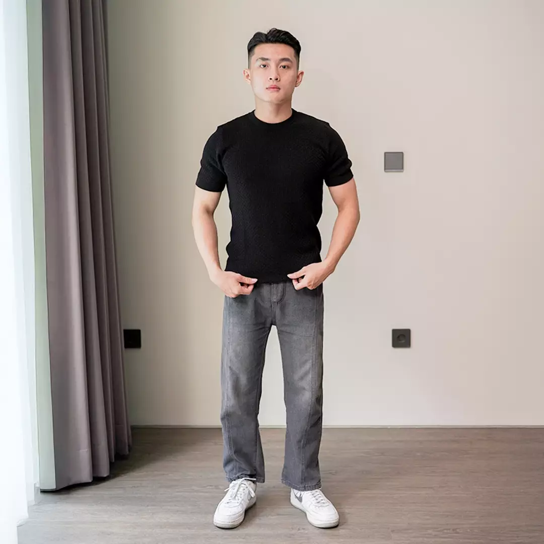 Kale ROGER BLACK / Atasan Rajut Pria / Sweater Rajut Tangan Pendek / Baju Pria