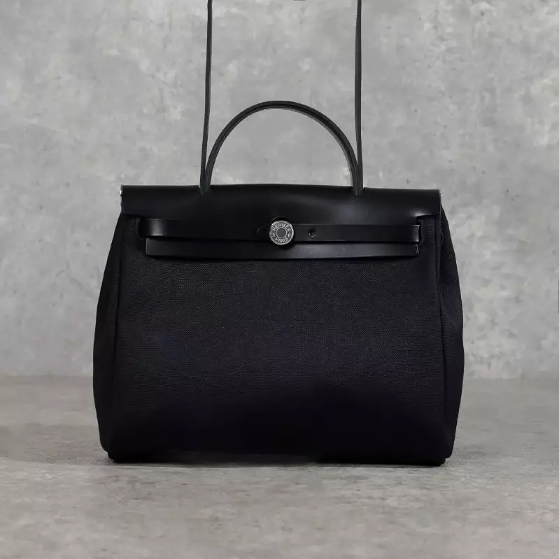 Tas HERMES HERBAG 31 HB31 ALL BLACK PHW SHOULDER BAG 100% ORIGINAL