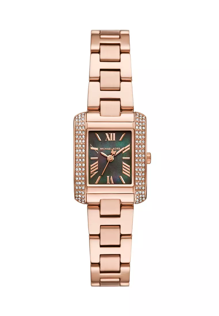 Michael Kors Women's Emery Analog Watch ( MK4868 ) - Quartz, Rose Gold Case, Retangle Dial, 14 MM Rose Gold Stainless Steel Band