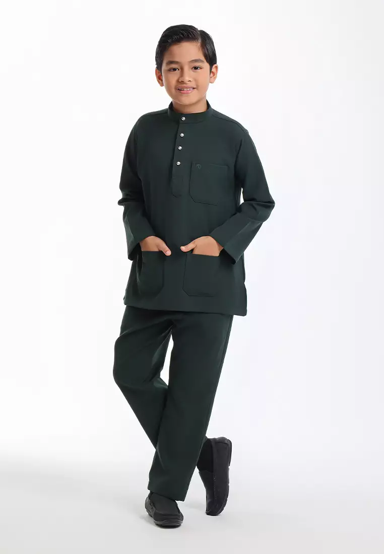 Alain Delon Baju Melayu Cekak Musang Budak - 19026501-49DarkGreen