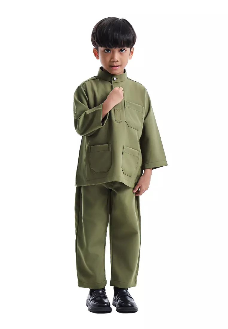 Alain Delon Baju Melayu Cekak Musang Budak - 19026501-45LeafGreen