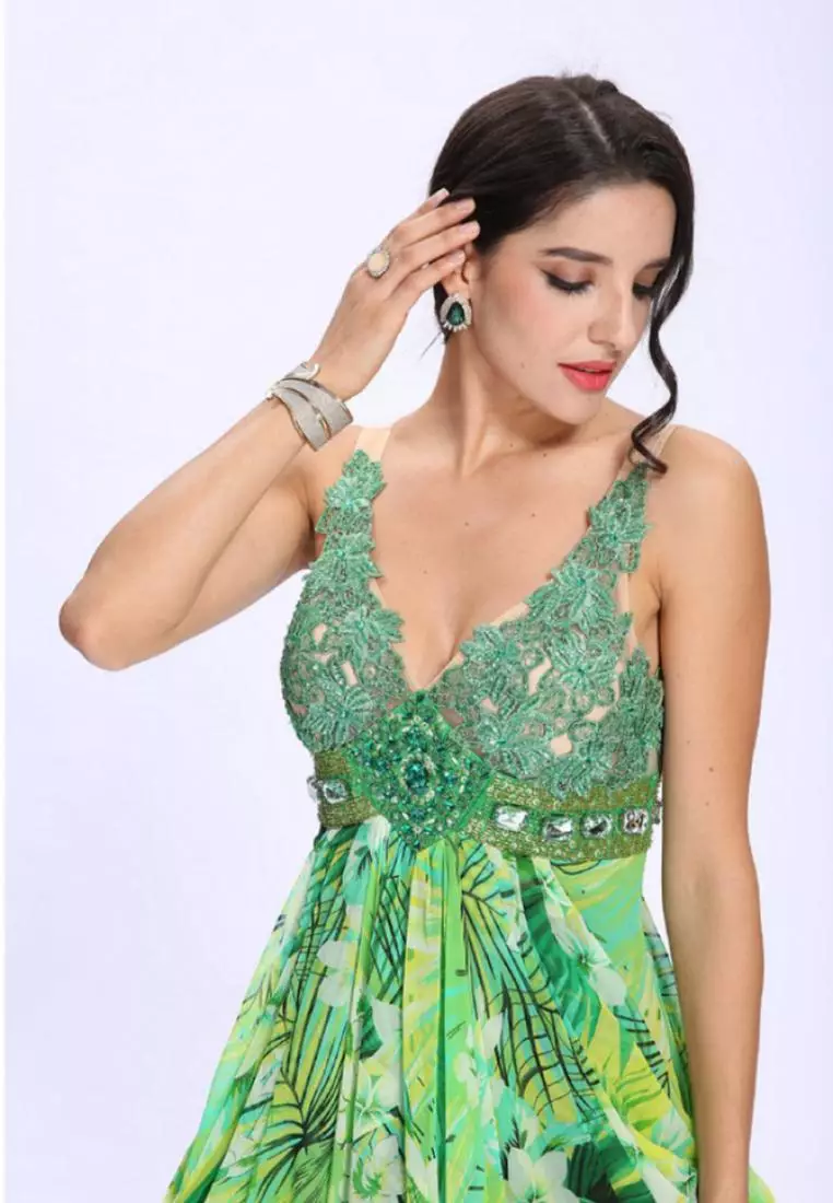 ANNE F Feminine Beauty Printed Chiffon Beaded Maxi Dress 2026 | Buy ANNE F  Online | ZALORA Hong Kong