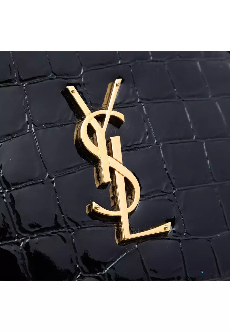Pre-Loved Saint Laurent Croc Embossed Patent Round Vinyle Camera Bag