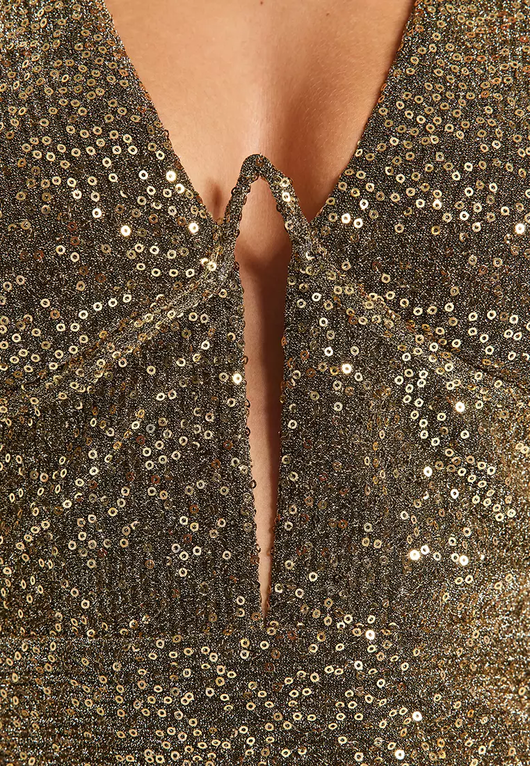 Fitted Sequin, Shimmering Sequin Evening Dress