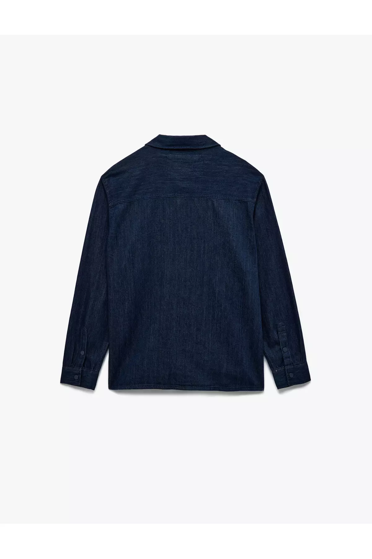 Classic Collar Jean Shirt Jacket With Flap Pocket And Stitching Detail