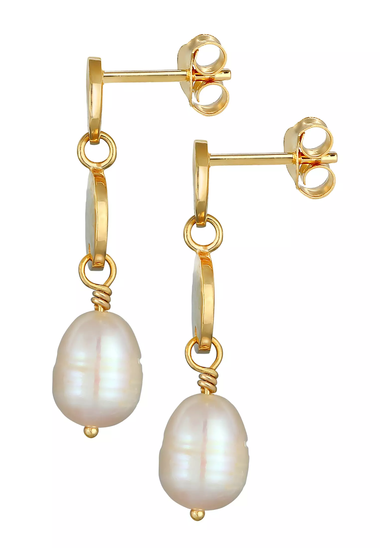 Earrings Drop Earrings Hammered Baroque Freshwater Pearls Gold Plated