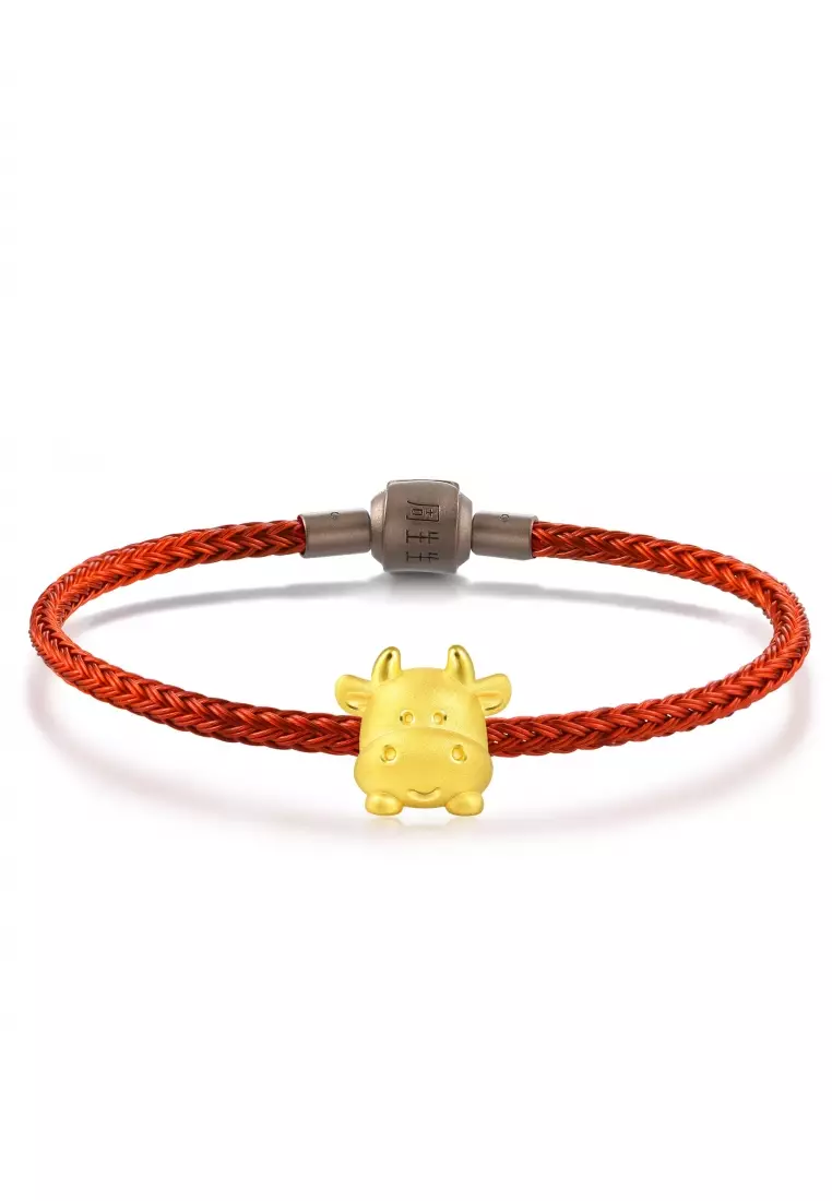 999 24K Solid Gold 'Cute & Pets' Ox Charm 91989C (Bracelet not included)