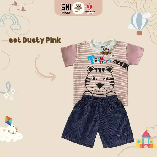 Little J - Setelan Stripe Tiger / Setelan Anak Cowok Motif Printing / Setelan Anak Murah Harian Usia 1 - 5 Tahun SNI