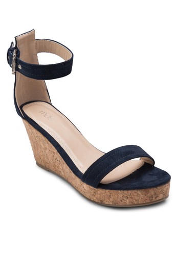 Merlindazalora 折扣碼 麂皮繞踝木製楔形鞋, 女鞋, 楔形涼鞋